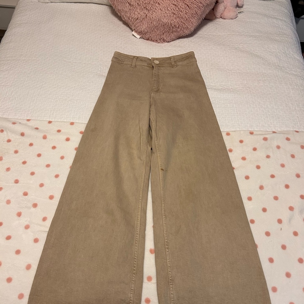 Zara Tan Wide Leg Jeans